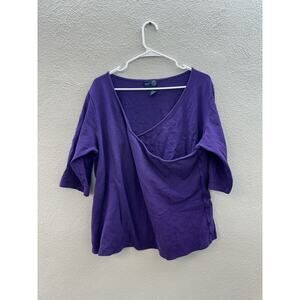 Venezia Jeans Clothing Womens Shirt Size 22/24 Purple Surplice 3/4 Sleeve